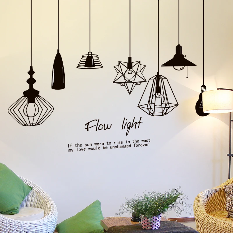 shijuekongjian chandelier lights wall stickers diy buildings mural decals for living room bedroom office house decoration free global shipping
