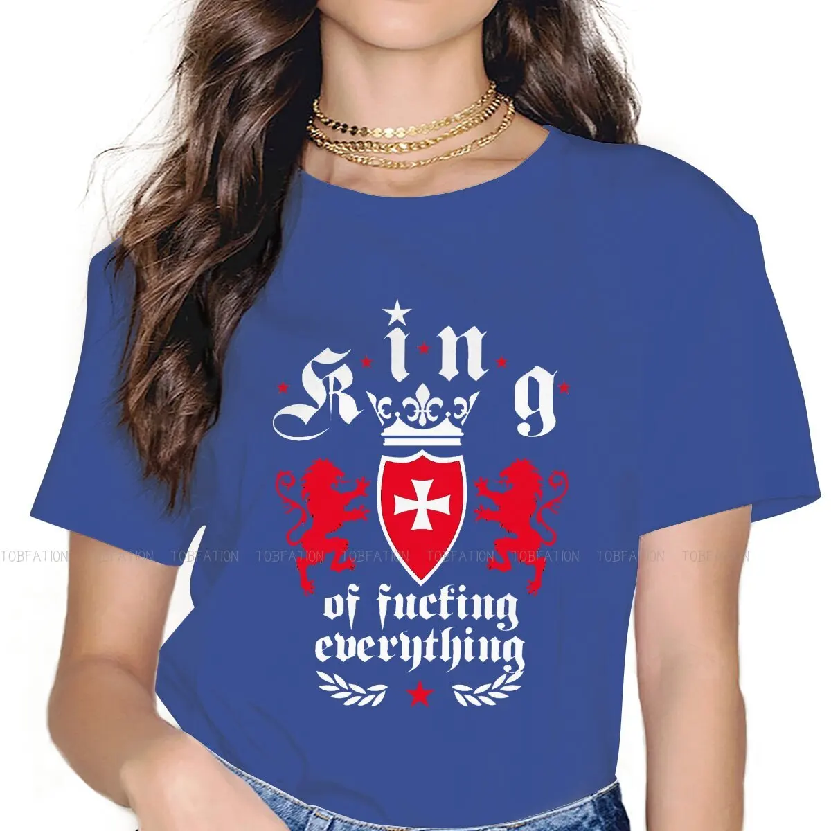 

Everything King Crown Lions Hipster TShirts Crusader Kings Middle Ages in Europe Game Female Graphic Pure T Shirt Round Neck