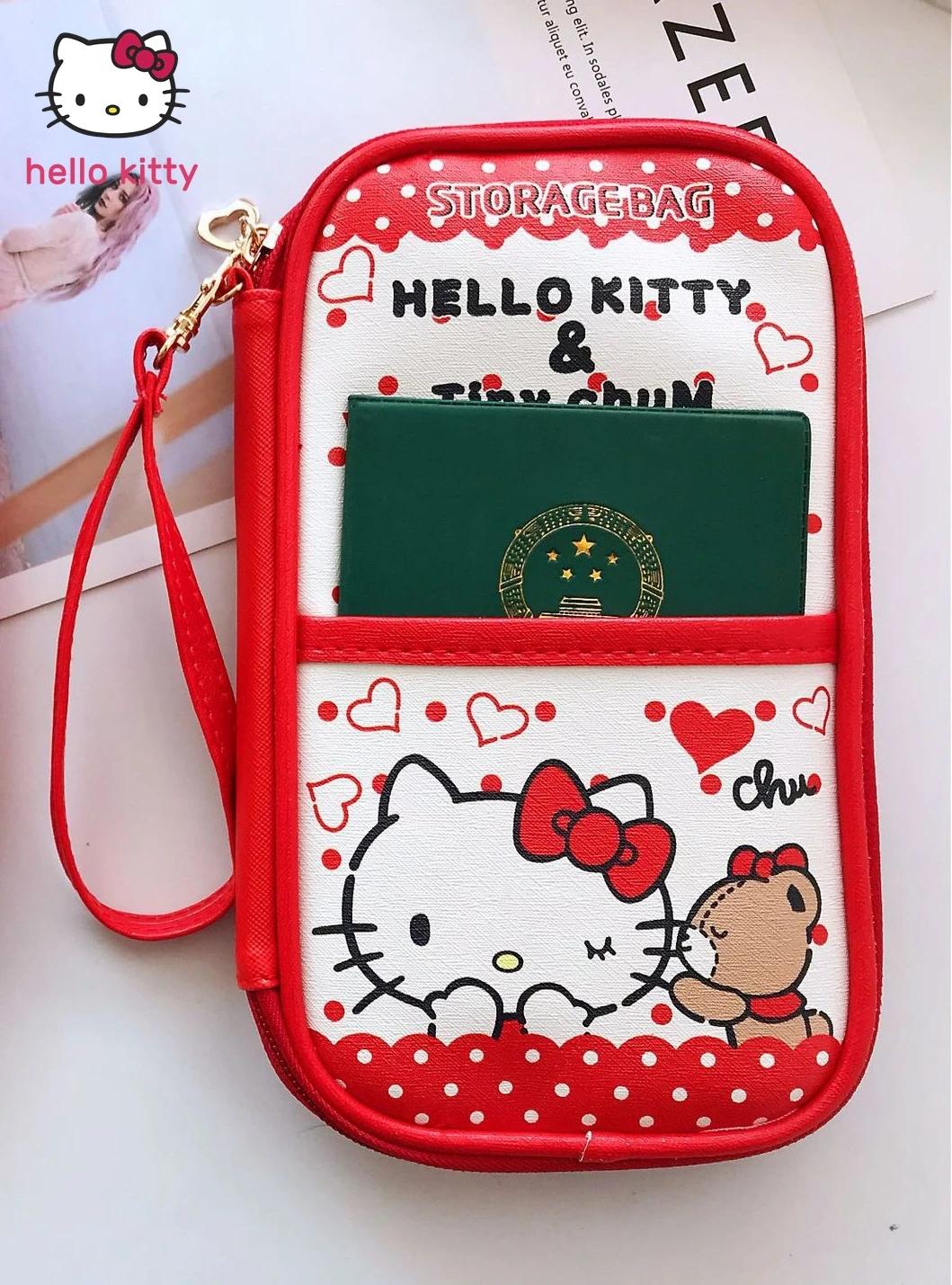 

Многофункциональная сумка для хранения Hello Kitty, держатель для билетов, сумка для паспорта, мультяшная сумка для карт, женская сумка