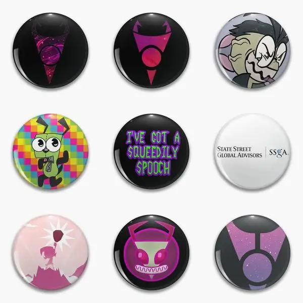 Фото Florpus Invader Zim Irken Logo увидеть танцующую гирлянду Oww мой Сжимаемый мягкий кнопочный штифт Настраиваемые ювелирные изделия Забавный мультяшный подарок металл №1