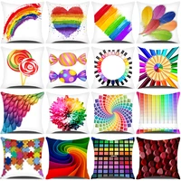 colorful pillow case home sofa car decorative polyester cushion cover swirl geometric stripes plaid printed pillow cover 45x45cm