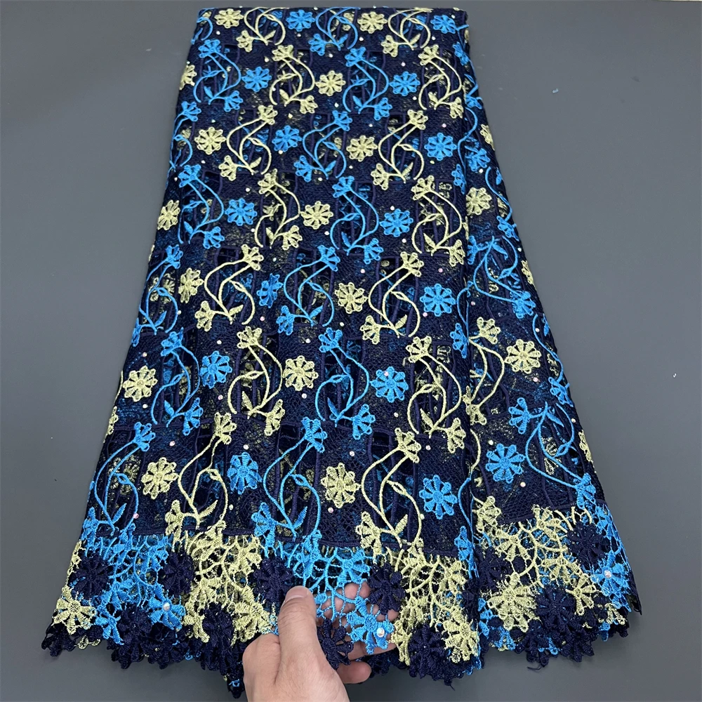 2024 новейшая африканская кружевная ткань с бисером белая вышивка французская