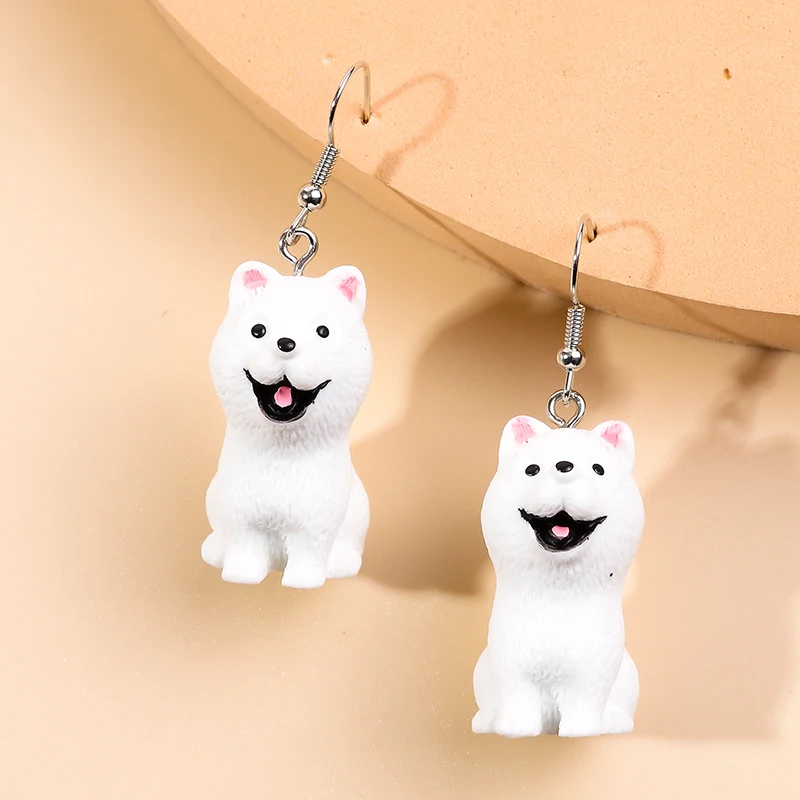Мультяшные 3D серьги-капли с собакой для женщин милые животные щенок висячие
