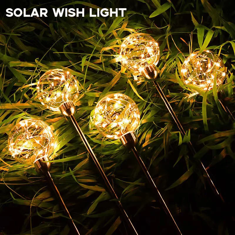 

Садовый светильник на солнечной батарее, круглые уличные Водонепроницаемые светодиодные лампы для ландшафта, двора, газона, дорожек, Рожде...