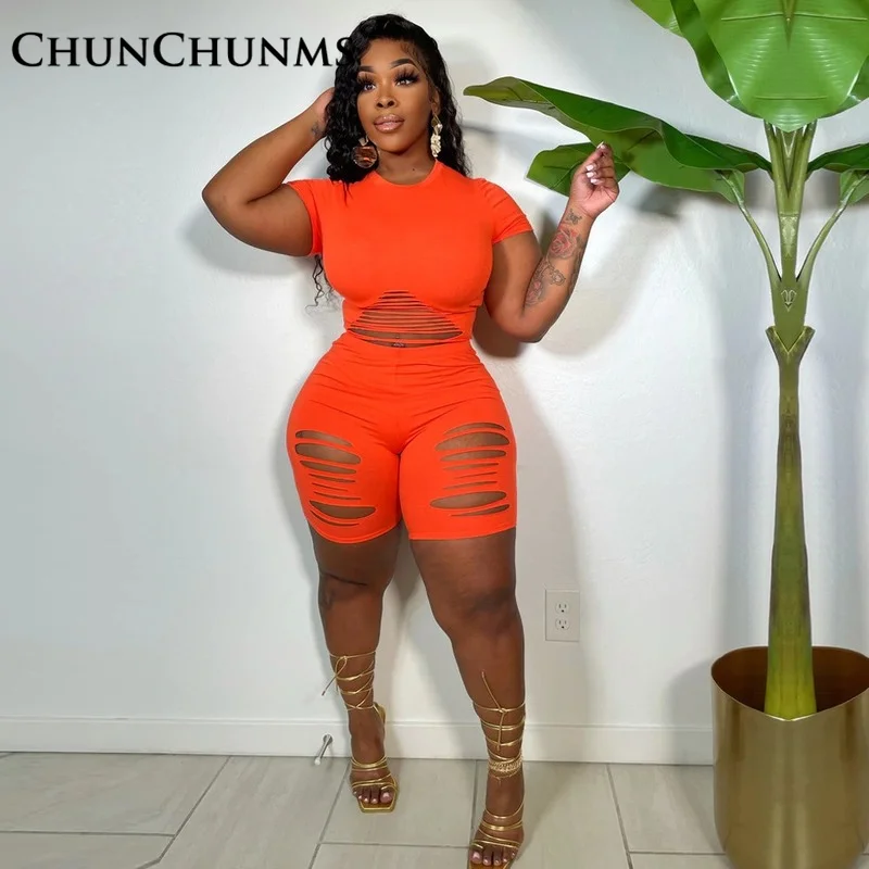 

Sport Hole Sexy Short T-shirt Stretch Hot Shorts Women Suit Casual Crop Top Hollow Out Short Pants Fitness Outfit Women Clothing