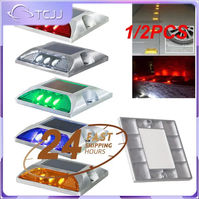 

1/2PCS Solar Powered Raised Road Stud Maker Pathway Deck Dock LED Steady Light