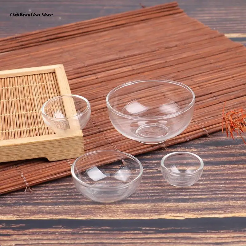 

1:12 Dollhouse Mini Bowl Glass Fruit Bowl Salad Bowl Soup Plate Model Kitchen Accessories For Doll House Decor Pretend Play Toys