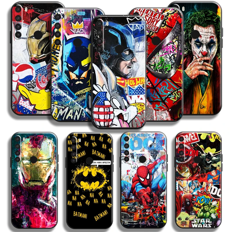 

Marvel Street Graffiti For Xiaomi Redmi Note 8 8 Pro 8T For Redmi 8 8A Phone Case Liquid Silicon Funda Soft Coque Back Black