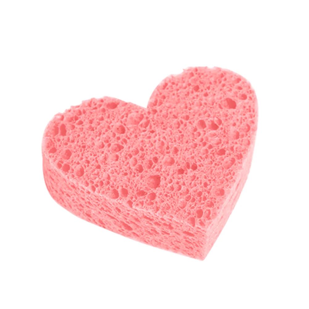 

50pcs/pack Heart Shape Honeycomb Skin Friendly Cleansing Exfoliating Compressed Facial Sponge Wood Pulp Makeup Removal Portable