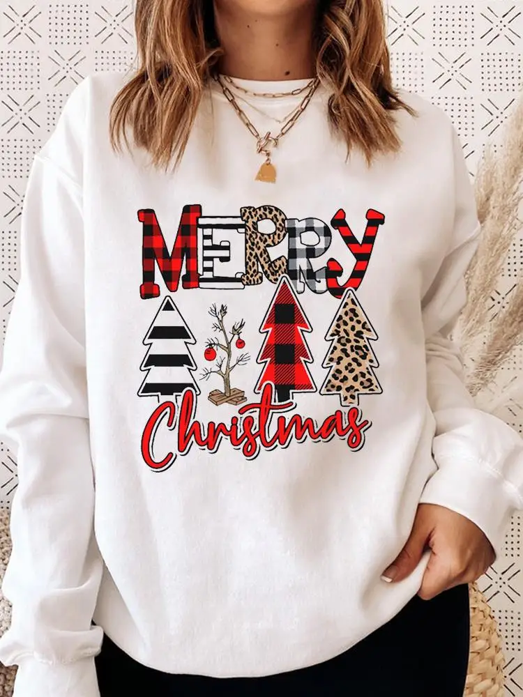 

Милый женский пуловер в клетку с надписью на Рождество, модная одежда, праздничный графический пуловер, женские свитшоты с мультяшным рисун...