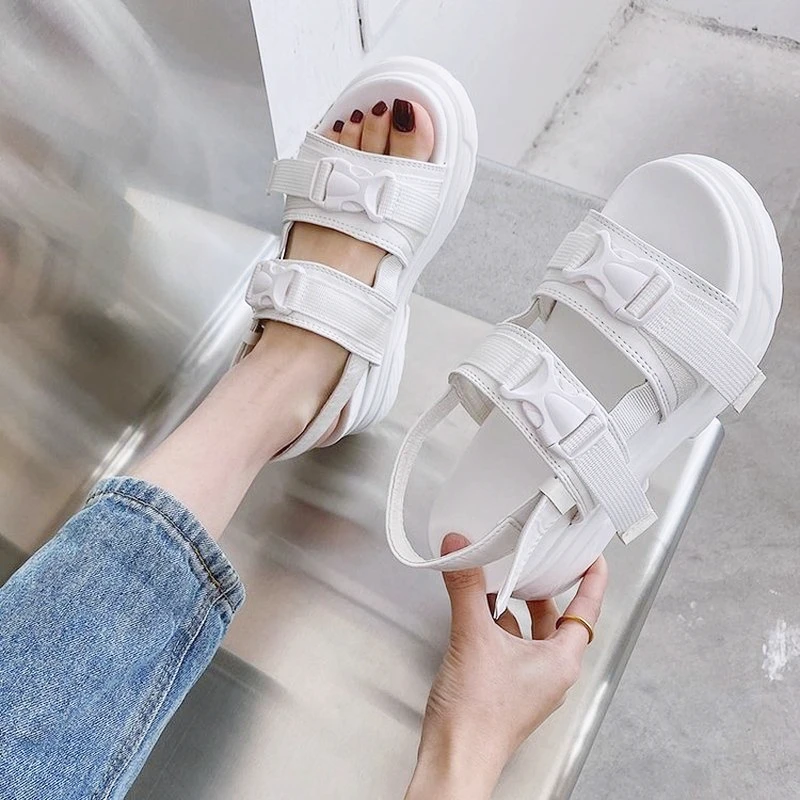 

2022 New Platform Shoes Women Sandals Wedge Heels Shoes Height Increaming Women Buckle Thick Soled Beach Sandals Woman Sandal