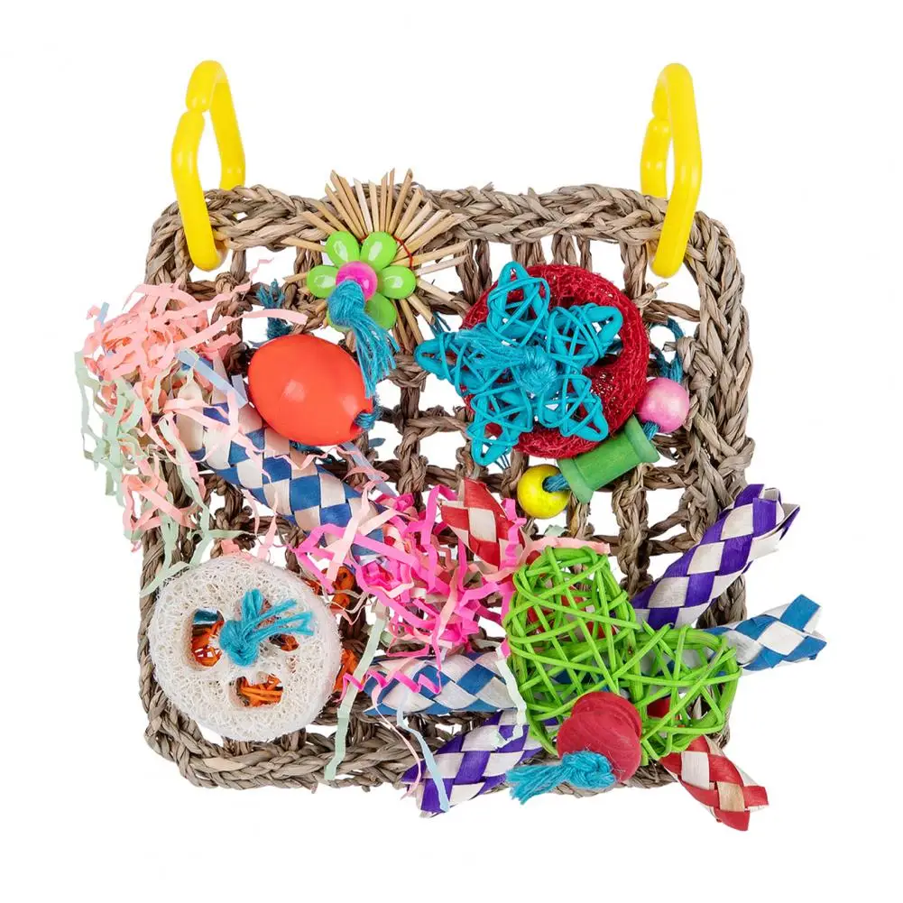 

Wood Blocks for Pet Birds Natural Aquatic Plants for Pets Anxiety Relief Parrot Chewing Toys Natural Grass Tubes for Pet