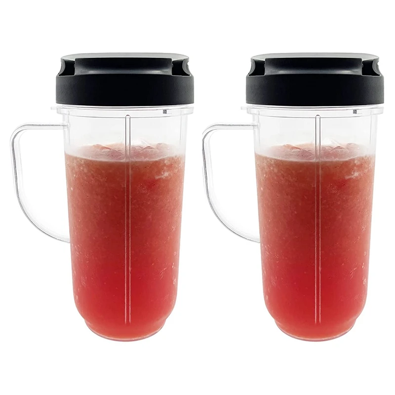 

Blender 22Oz Mugs With Flip Top To-Go Lids Replacement Parts Compatible For Magicbullet Blenders 250W MB1001 Series