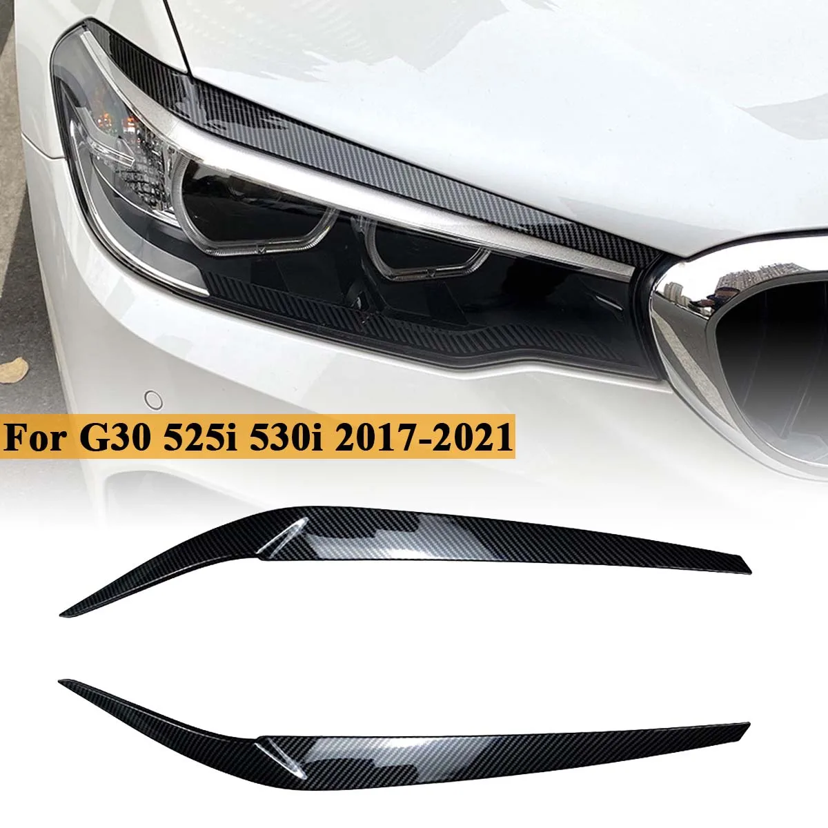 

2PCS Front Headlight Eyelids Eyebrows Cover Sticker for BMW 5 Series G30 G31 G38 F90 M5 525I 530I 540I 2017-2021 Car Accessories