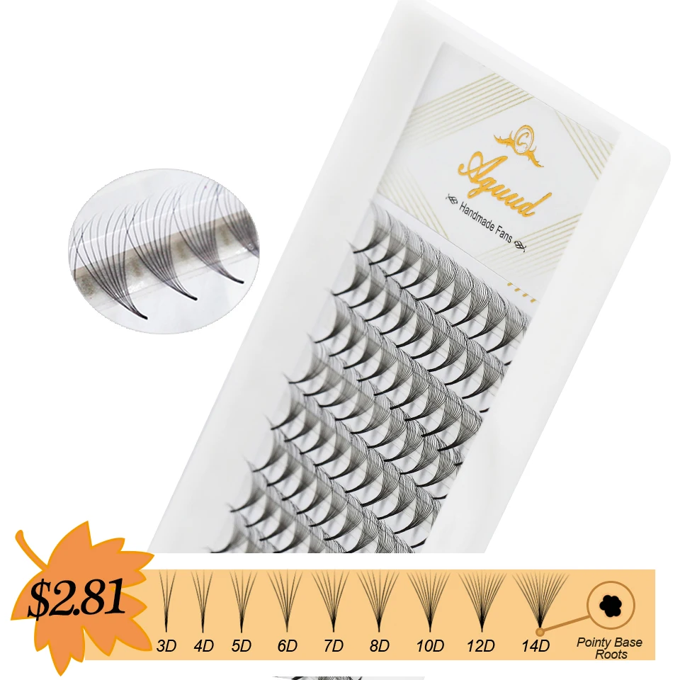 

AGUUD Premade Volume Fans Thin Pointy Base Russian Volume Fan Eyelash Extension 3D 4D 5D 6D 7D 8D 10D 12D 14D Individual Lashes