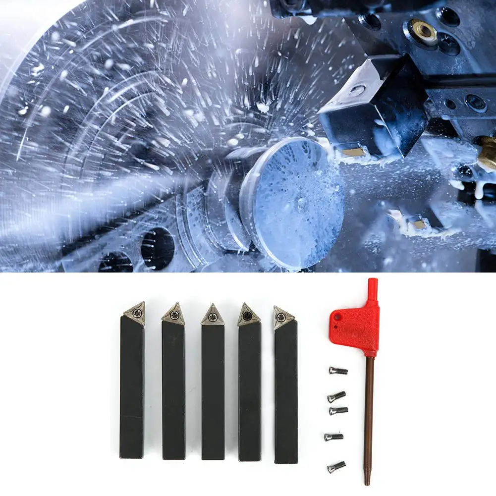 

Lathe Turning Tools 5Pcs 3/8 Inch Indexable Carbide Turning Tool Holder Set with 5Pcs Carbide Inserts Fit for Finishing Operati