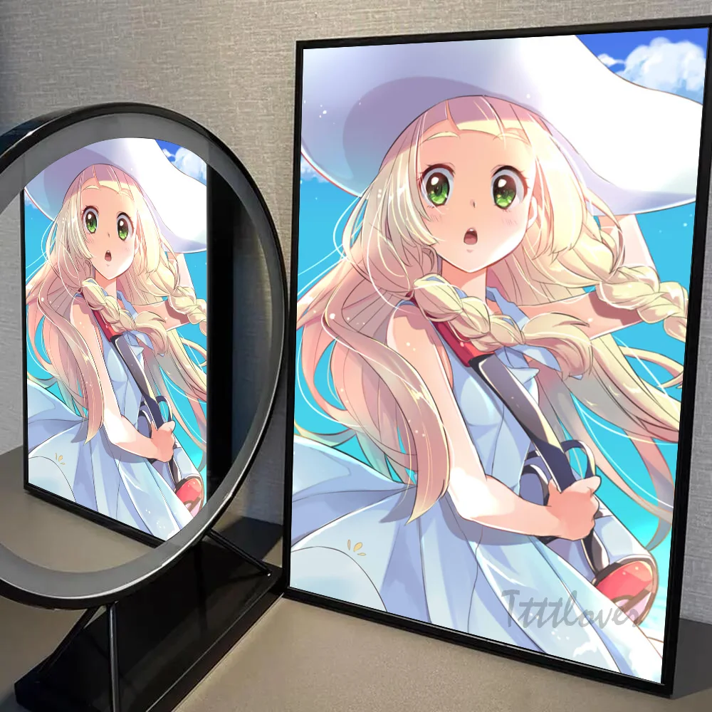 P-постер Покемон Лилли настенное искусство домашний декор для комнаты цифровая