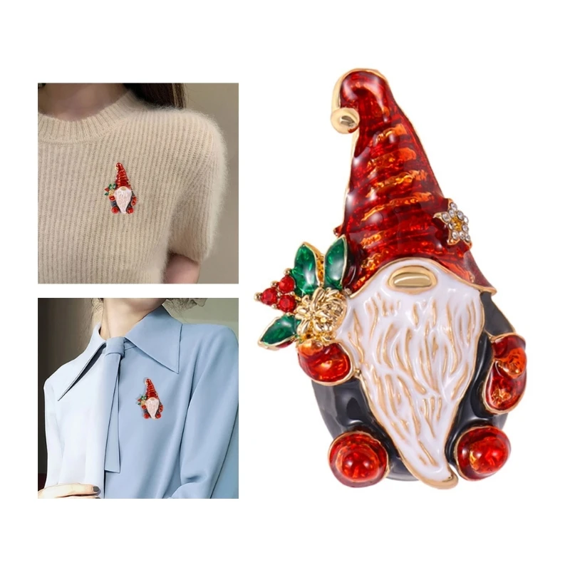 Брошь со стразами и кристаллами Санта-Клауса модная рождественская брошь