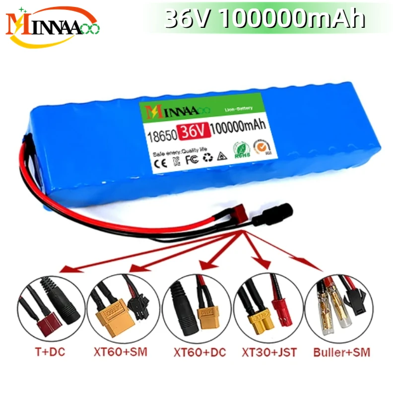

36V 100Ah 10S3P 18650 Lithium Battery Pack 100 Watt 20A BMS T XT60 Plug for Xiaomi Mijia M365 Electric Bicycle Scooter