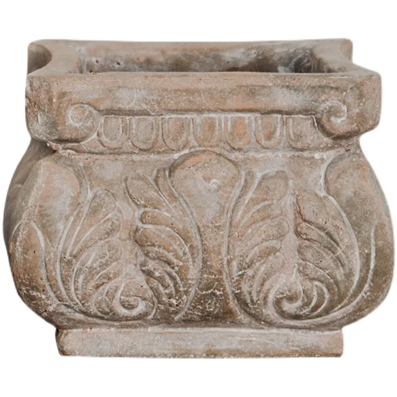 

Roman Terra Cotta Planter Square Handcrafted Vintage