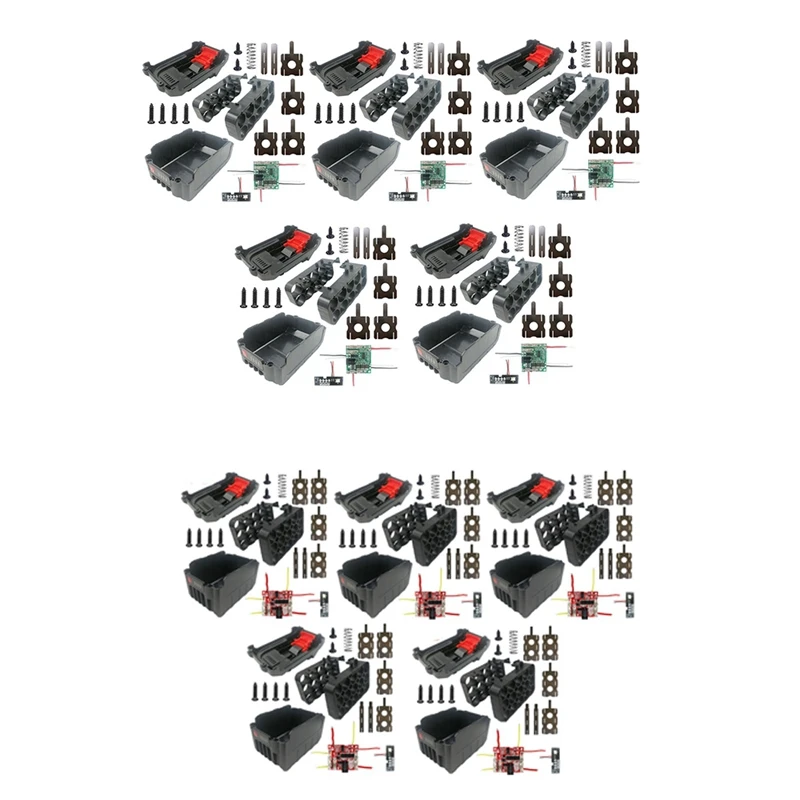 

5 Set Li-Ion Battery Plastic Case PCB Circuit Board For Lomvum Zhipu Hongsong Jingmi Makita 18V Lithium Battery
