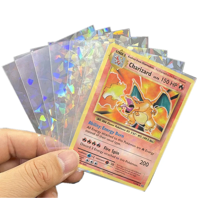 

50pcs 66*91mm Soft Trading Laser Card Film Pokemon Sleeve Transparent Game Protector Folder Yugioh Baseball Cards Case Holder