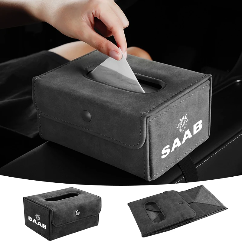 

New Portable Folding Tissue Box For SAAB 9-3 9-5 93 9-7 600 99 9-X 97X Turbo X Monster 9-2X GT750 92 900 9000 95 Scania Sweden