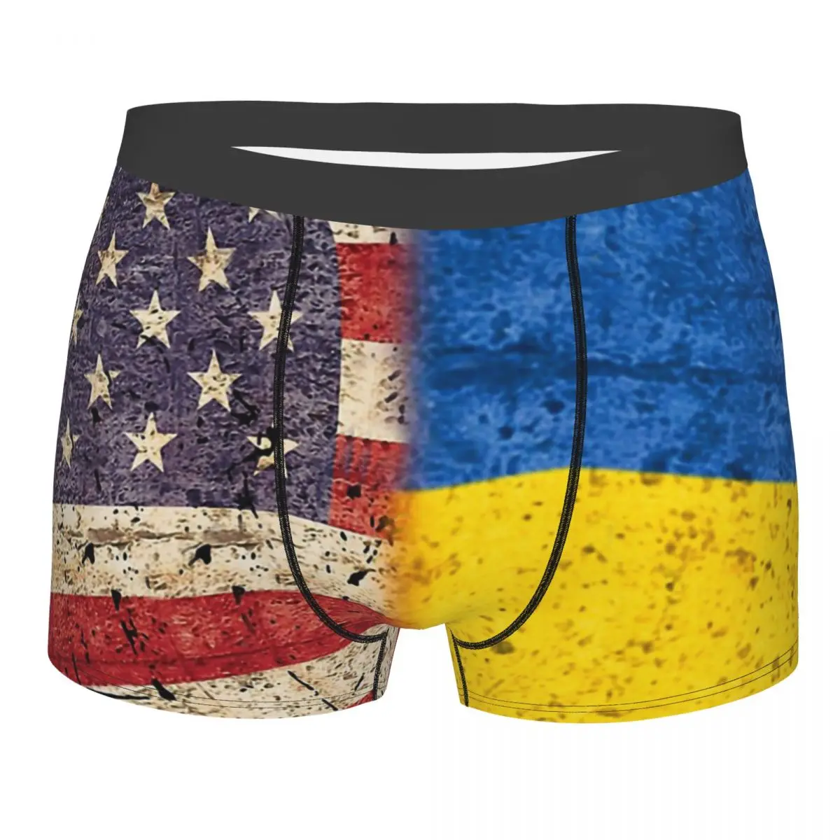 

Flag Of Ukraine And USA Underpants Cotton Panties Man Underwear Print Shorts Boxer Briefs