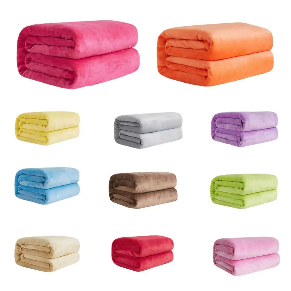 

Winter Fuzzy Flannel Blanket Fluffy Warm Soft Sofa Cover Solid Color Durable Bedspread Coral Fleece Plush Blankets For Office