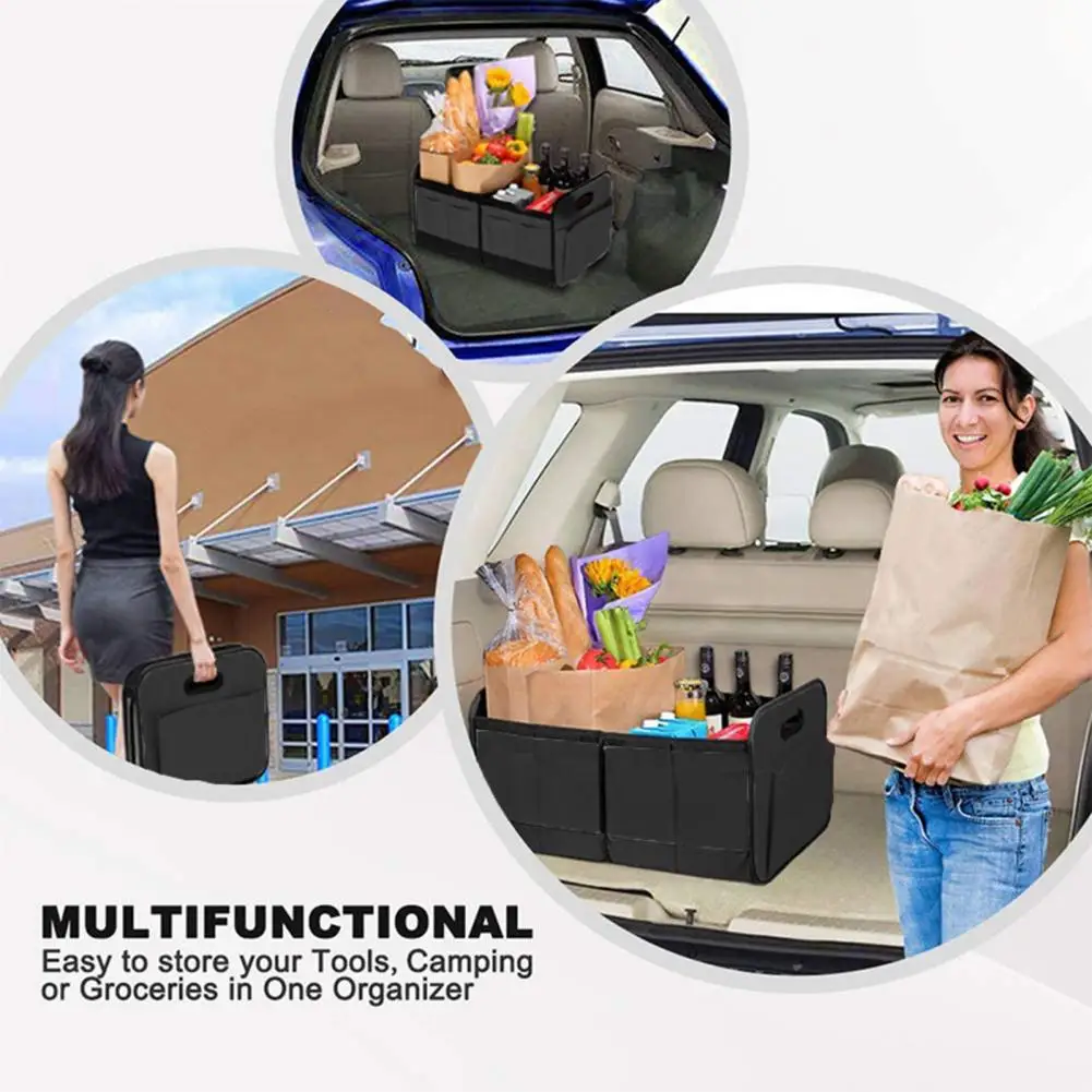 

Car Storage Box Multi-compartment Folding Car Trunk Organizer Spacious Anti-slip Waterproof Storage Solution for Auto