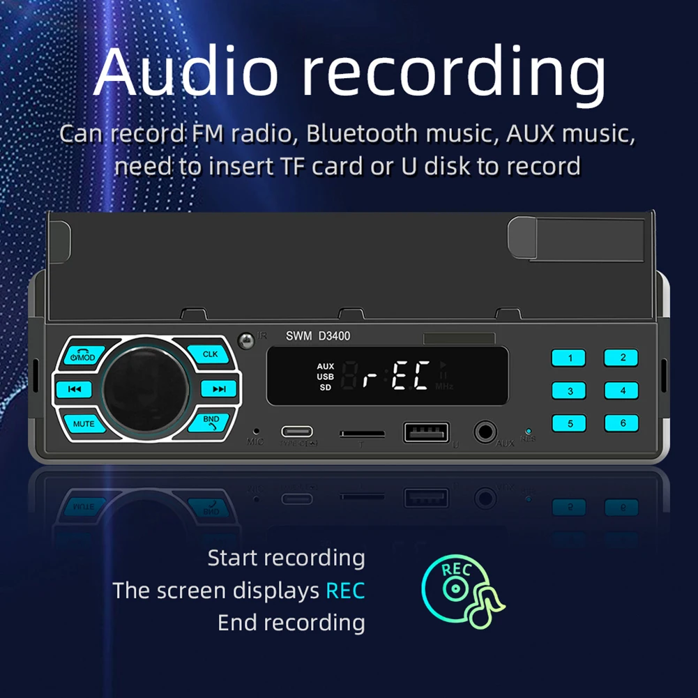 

MP3 Player Type C Charging Car Stereo APP Remote Car Radio Audio Bluetooth-compatible with Phone Holder Locating Car TF Card