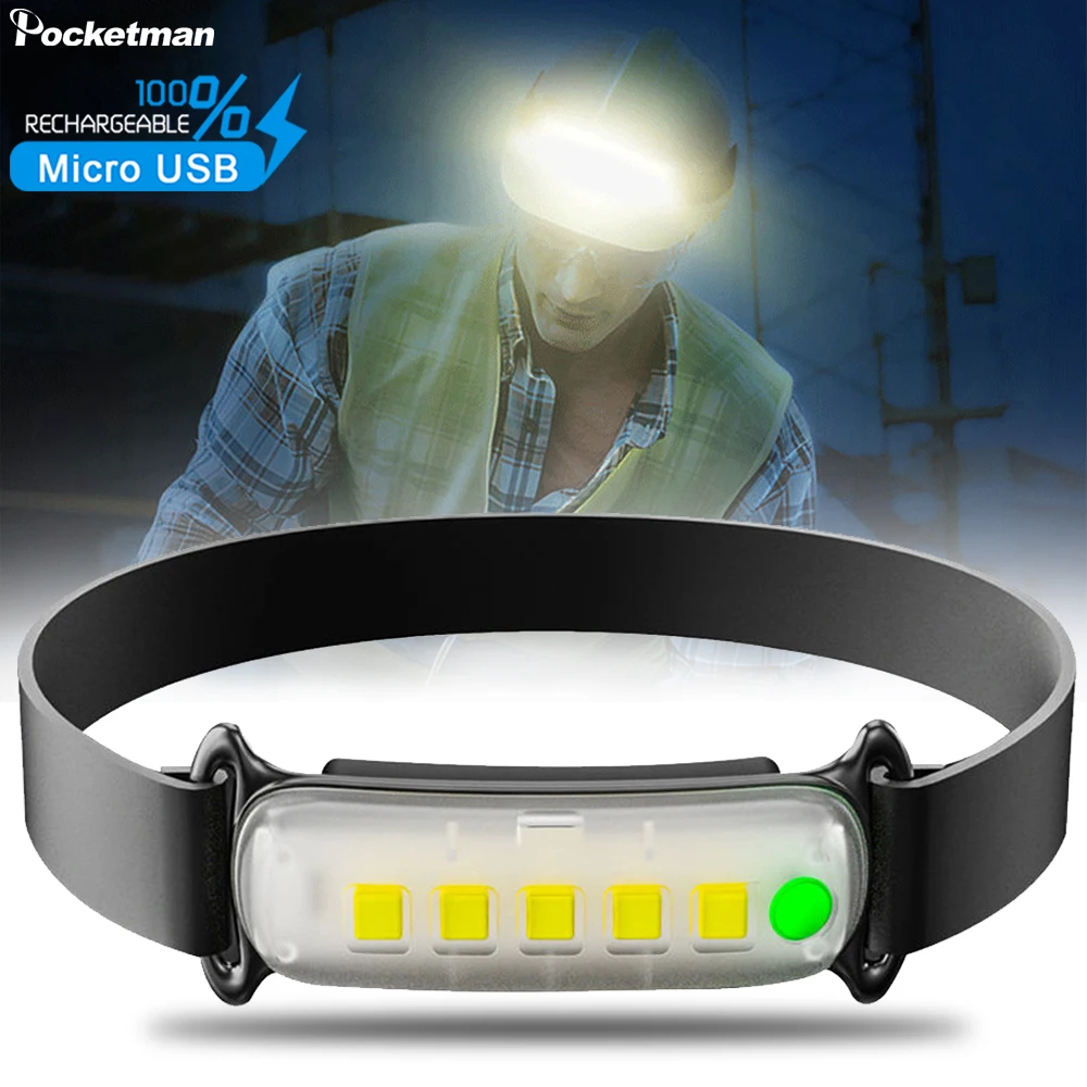 

Headlamp 3 Switch Modes COB LED Headlight Waterproof Head Lamp USB Rechargeable Headlamps Head Flashlight for Camping Hiking