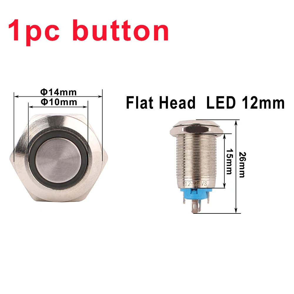 Водонепроницаемый антивандальный металлический кнопочный кольцевой переключатель, 12 мм, зелено-красный, 3 В, 24 В, 1 шт.