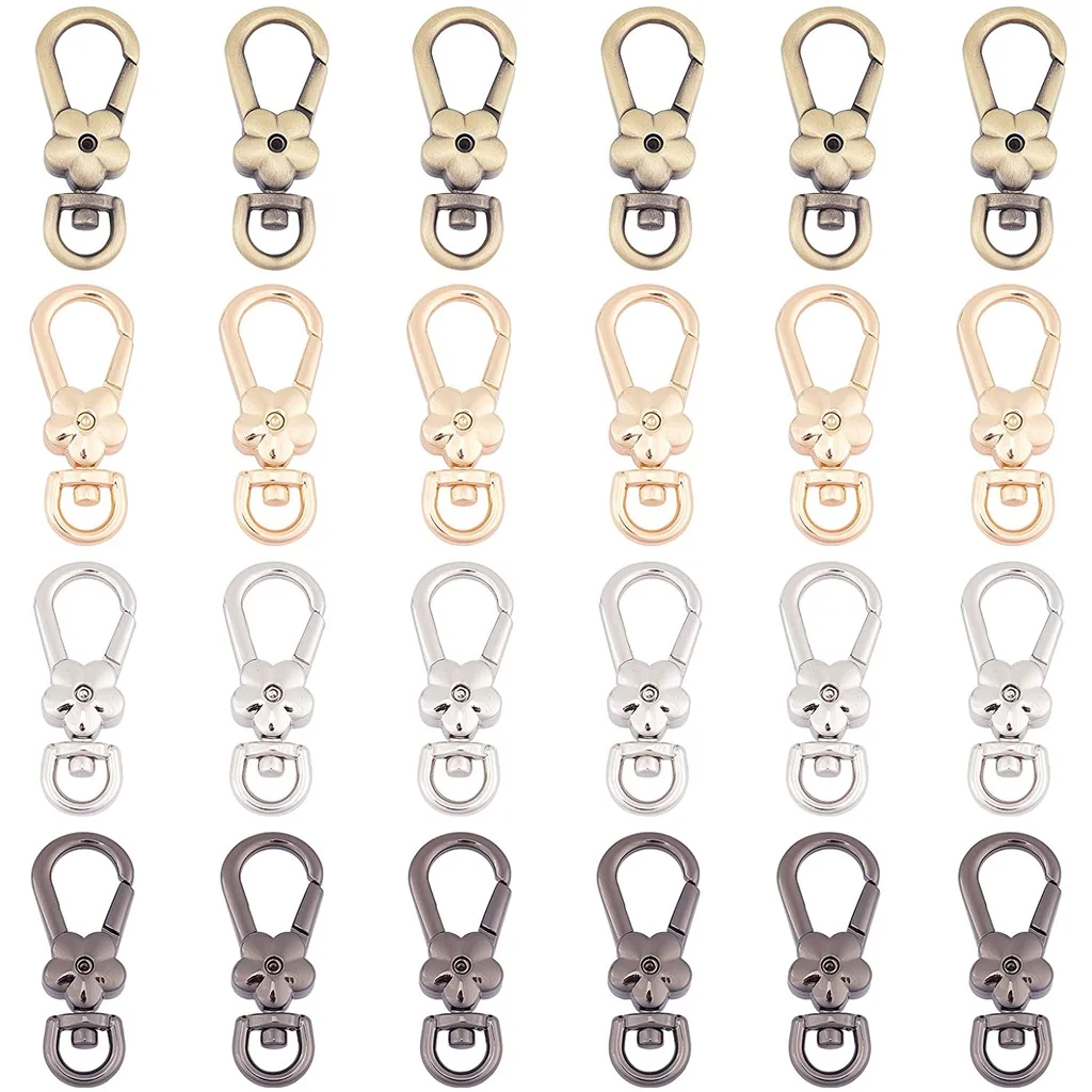

16pcs 4 Colors Alloy Swivel Clasps Snap Lobster Claw Hooks Lanyards Clips for Key Ring and DIY Craft Making 1.75x0.7x0.3 inch
