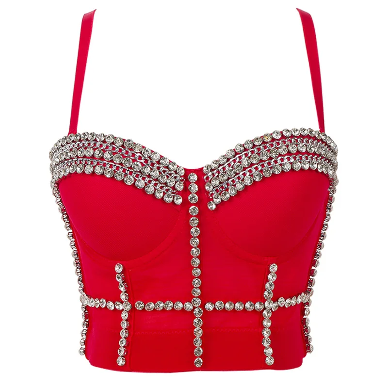 

Corset Top Women Sexy Rhinestone Beads Sling Tube Tops Female Charming Push-up Vest Evening Bandeau Bra Tanks