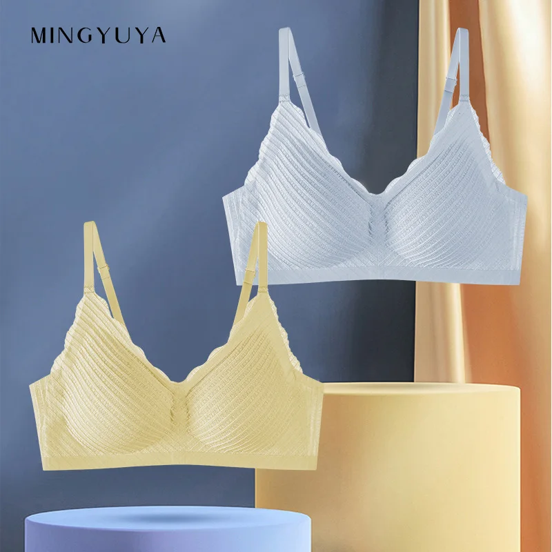 Breathable Lace Dot Small Breast Push up Push up Wireless Bra Sweet Comfortable Thin Seamless Underwear for Women bra women