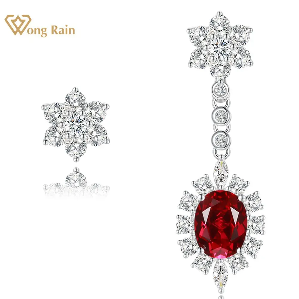 

Wong Rain Luxury 100% 925 Sterling Silver 3CT VVS 3EX Simulated Moissanite Ruby Gemstone Fine Jewelry Women Drop Dangle Earrings