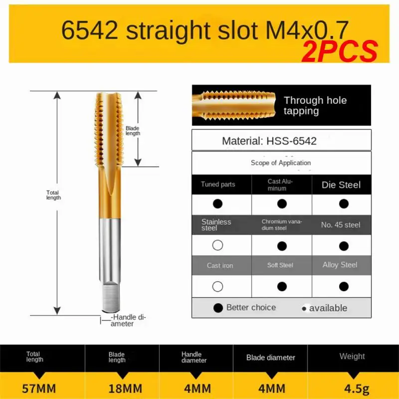 

2PCS Metric M35 HSS Cobalt Tap Titanium Plated Straight/Spiral Flute Machine Thread For Metal M2 M2.5 M3 M5 M6 M8 M10 M14