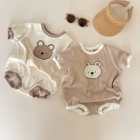 summer baby clothes newborn infant unisex cute cartoon bear romper toddler girl short sleeves jumpsuit kid boy cotton one pieces