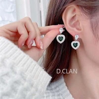 d clan high quality pink green zircon cute lovely elegant stud earrings fashion jewelry korea japan style gift for girlfriend