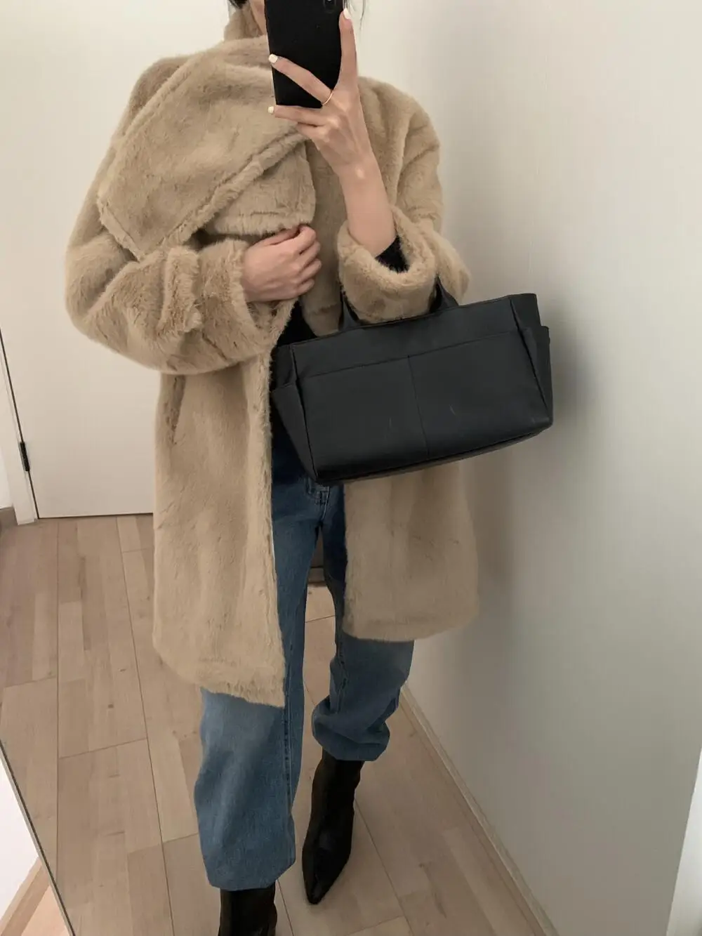 JINC Корейская серия Меховая верхняя одежда из интегрированного меха Женская