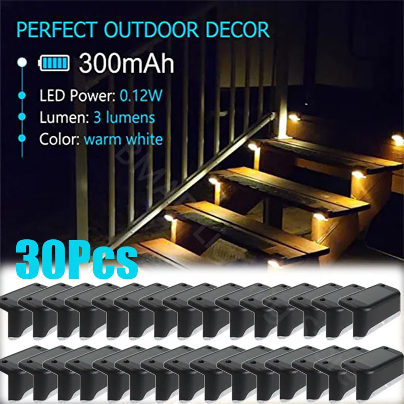 

Warm White LED Solar Step Lamp Path Stair Outdoor Garden Lights Waterproof Balcony Light Decoration for Patio Stair Fence Light