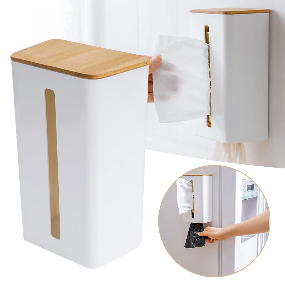 

Wall Mounted Tissue Storage Box Punch-Free Upside-down Toilet Paper Organizer Garbage Bag Storage Box for Home Bathroom Kitchen