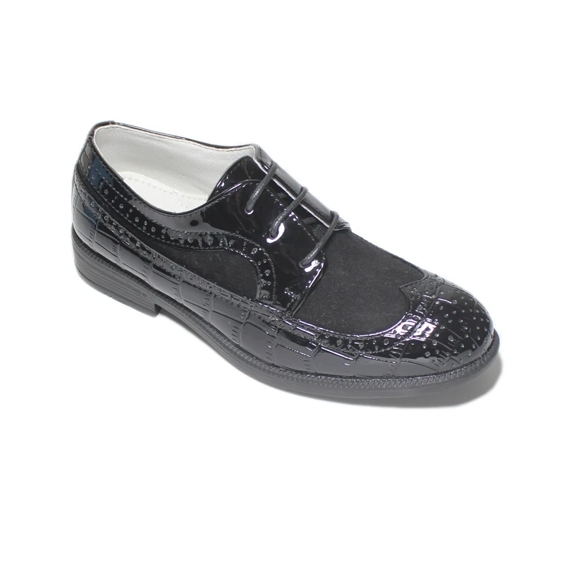 

Лакированные кожаные замшевые туфли для мальчиков на свадьбу, причастие, выпускной, официальная Нескользящая классическая черная смарт-Об...