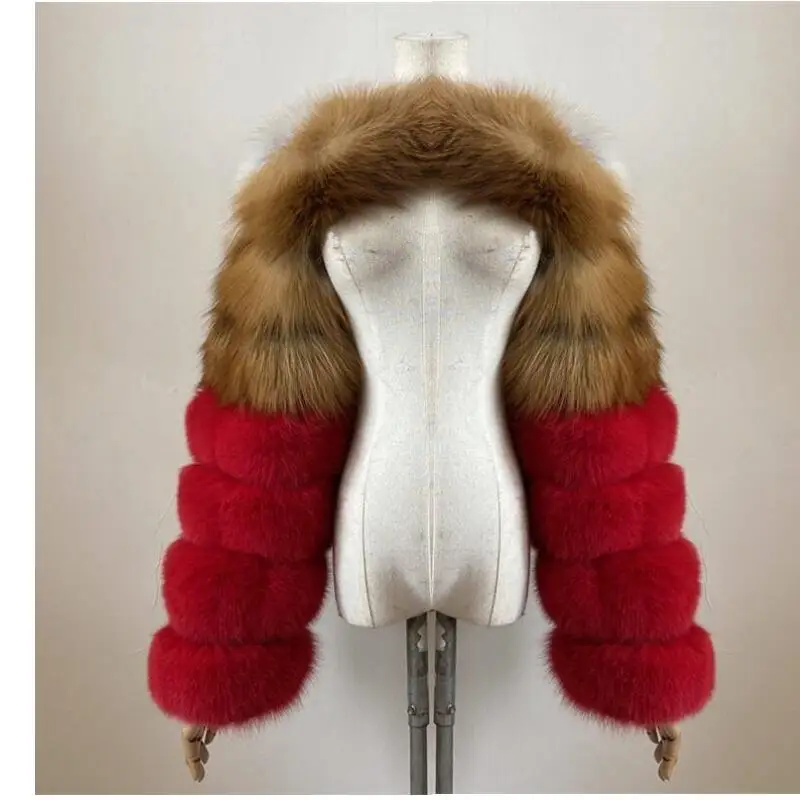 Women Real Raccoon Fur Silver Fox Red Fox Sleeve Ladies Fashion Natural Two Sleeved Autumn Winter Hign Quality Imitation Fur
