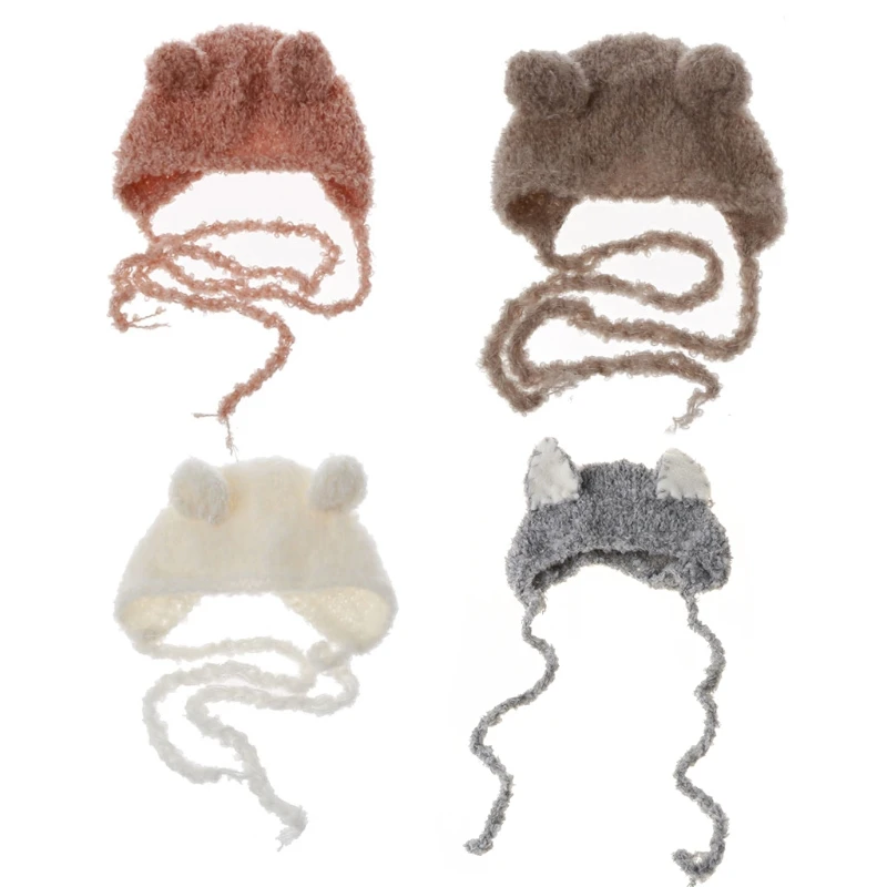

Baby Hat Crochet Earflap Costume for Photo Retro Baby Photo Props