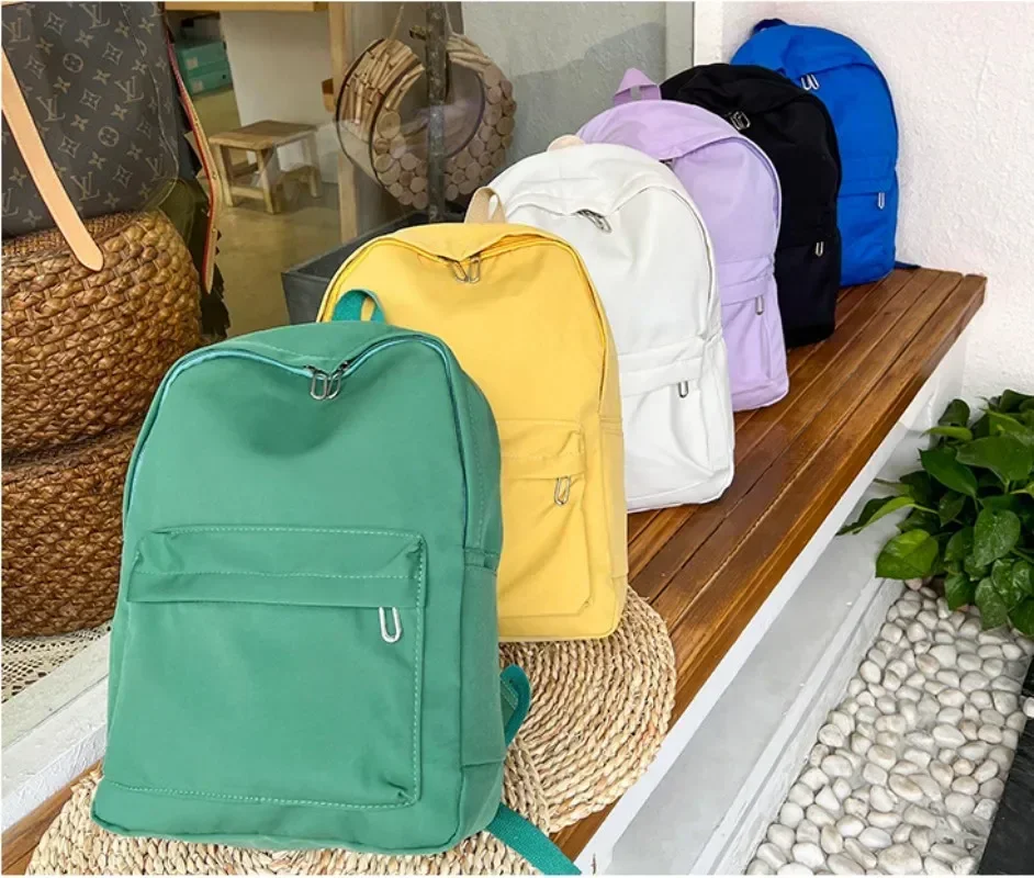 

Color Bag for Bookbag High Travel New Women Schoolbag Quality Teenage Solid Female Backpack Waterproof Nylon Backpacks Girls
