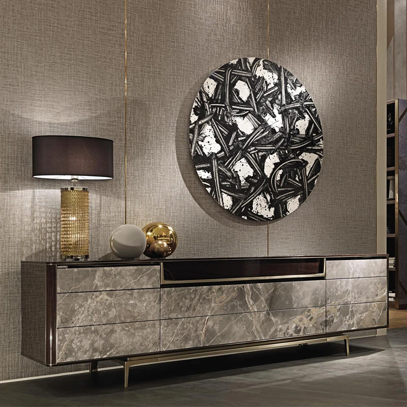 

Licht luxus schiefer kaffee tisch TV schrank kombination wohnzimmer boden schrank dekoration dekoration designer high-end-marmor