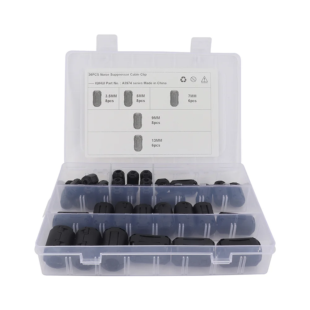 

36 Pcs Anti-interference Degaussing Ring Removable Ferrite Core Cord Filter Cable Plastic Clip Tweezers Zinc Filters Parts