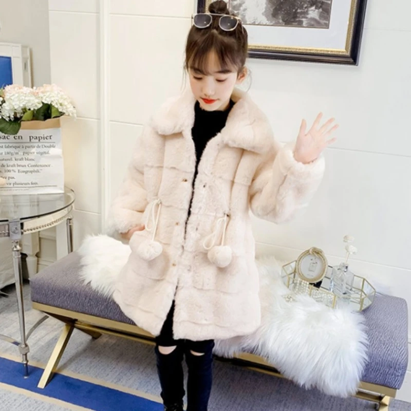 

Girls Coat Jacket Cotton Windbreak Snowsuit 2023 New Winter Autumn Faux Fur Outwear Children's Clothing